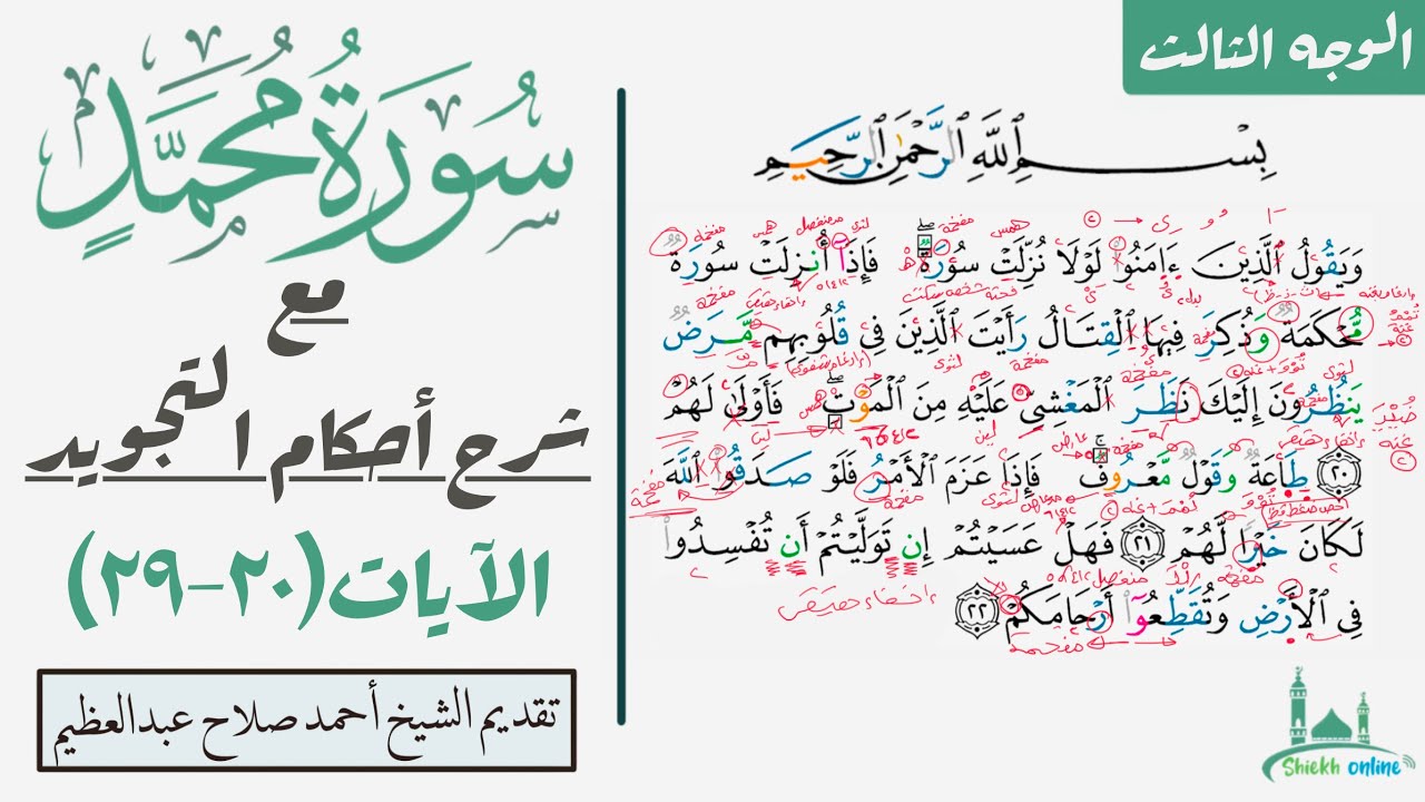 كيف تقرأ سورة محمد مع شرح أحكام التجويد|٢٠-٢٩
