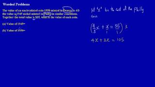 College Algebra: Coin Worded Problem