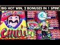 Rare 2 bonuses in 1 spin big win new more more chilli slot machine