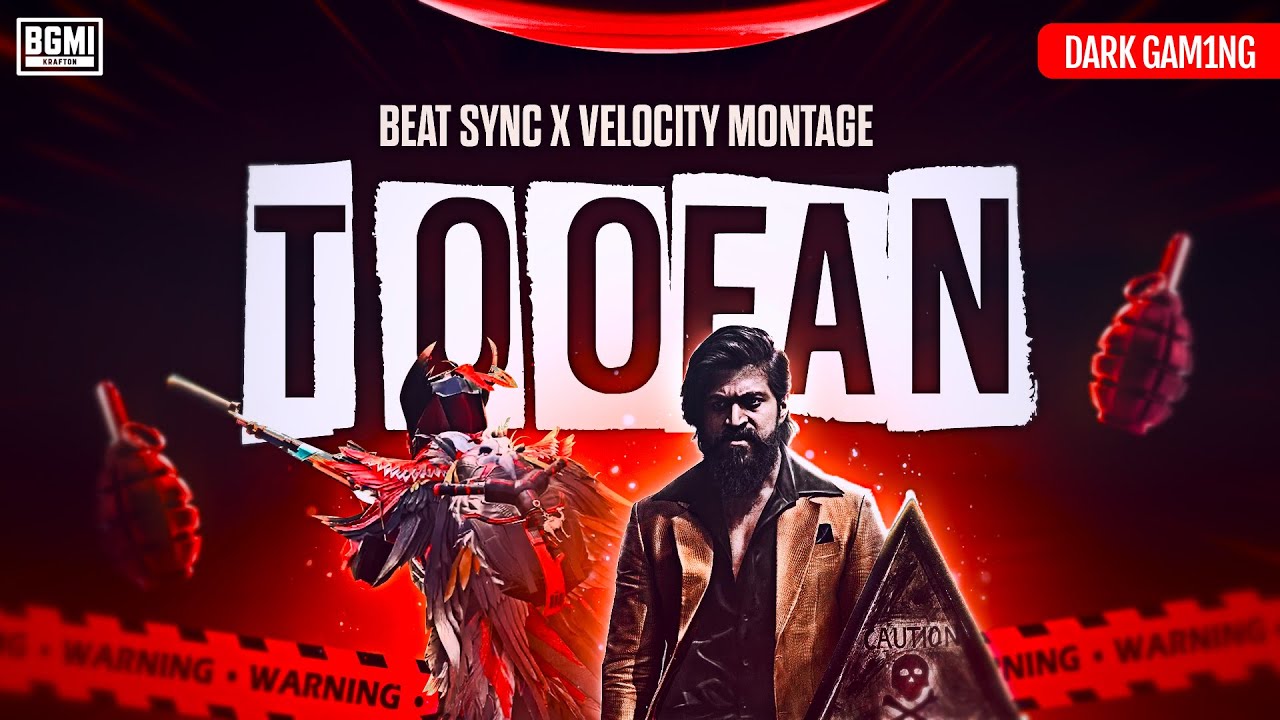 KGF CH.2 Toofan Beat Sync x Velocity Montage || DARK GAM1NG || BGMI Montage || Rocking Star Yash ||