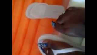 Ebony Long Natural Toenails W/Blue Polish N Freckled Soles Oiled