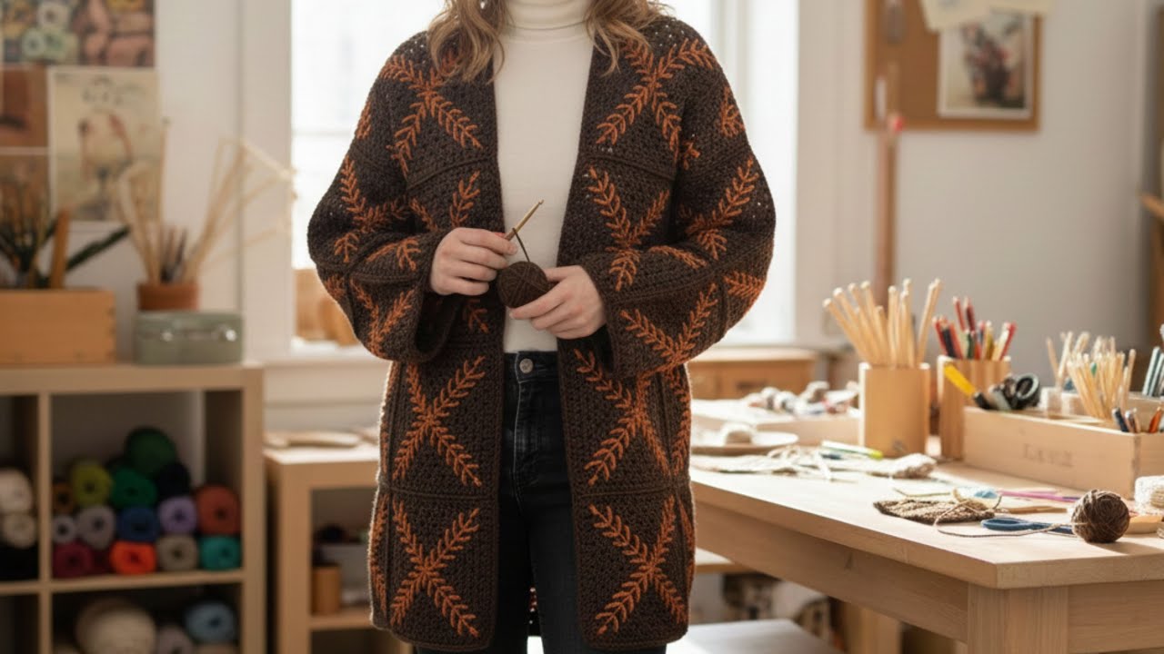 Bu Kışın Modası: Mağazalara Servet Ödemeyin! 🍂 Kolay Yapraklı Hırka Modeli