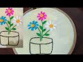 Very easy flower pot embroidery tutorial //embroidery for beginner