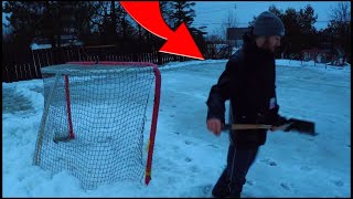 Homemade Outdoor Rink without the use of a Water hose?.. only the Power of Mother Nature! (Hockey)