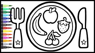 Fruit Plate Painting and Coloring for Kids and Toddlers Let s Paint Together