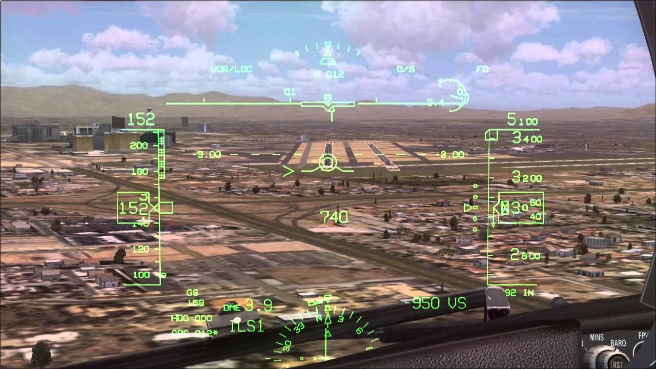 FSX PMDG 737 NGX Landing with Wingview and HUGS/HUD at Las Vegas - YouTube