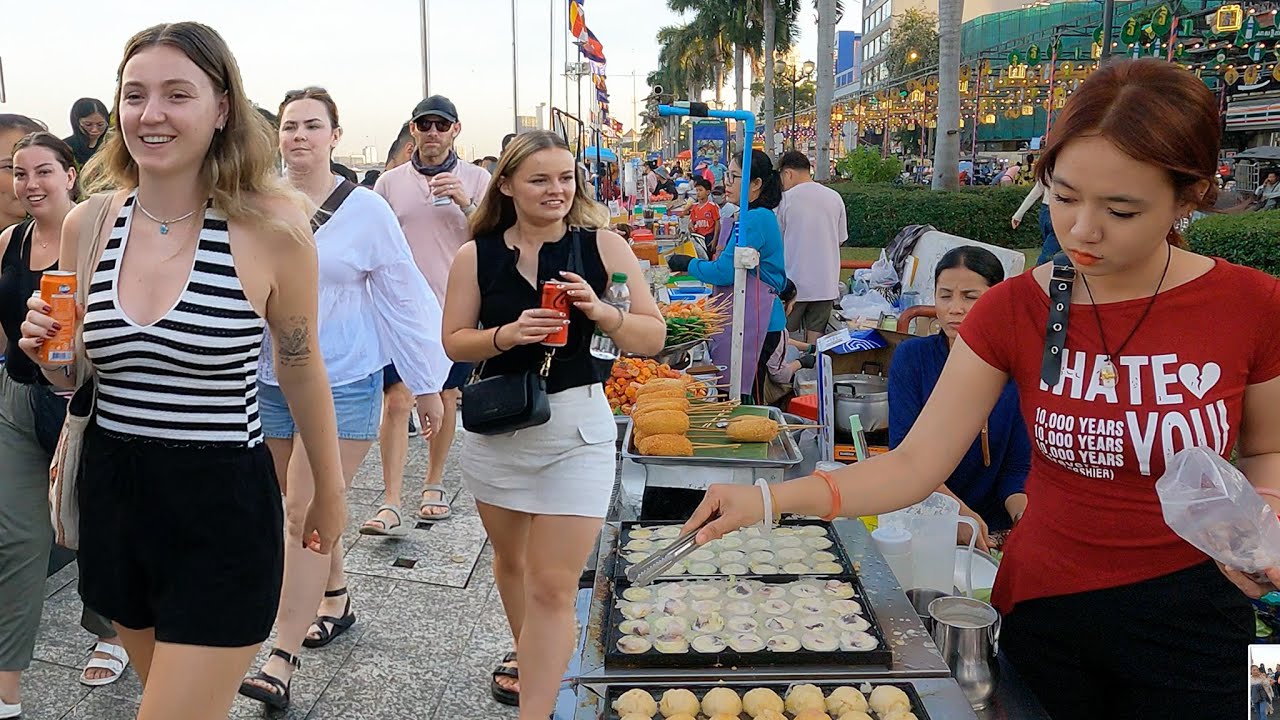 Amazing Phnom Penh Riverside Evening Street Food Tour | Most Popular Cambodian Food Experience