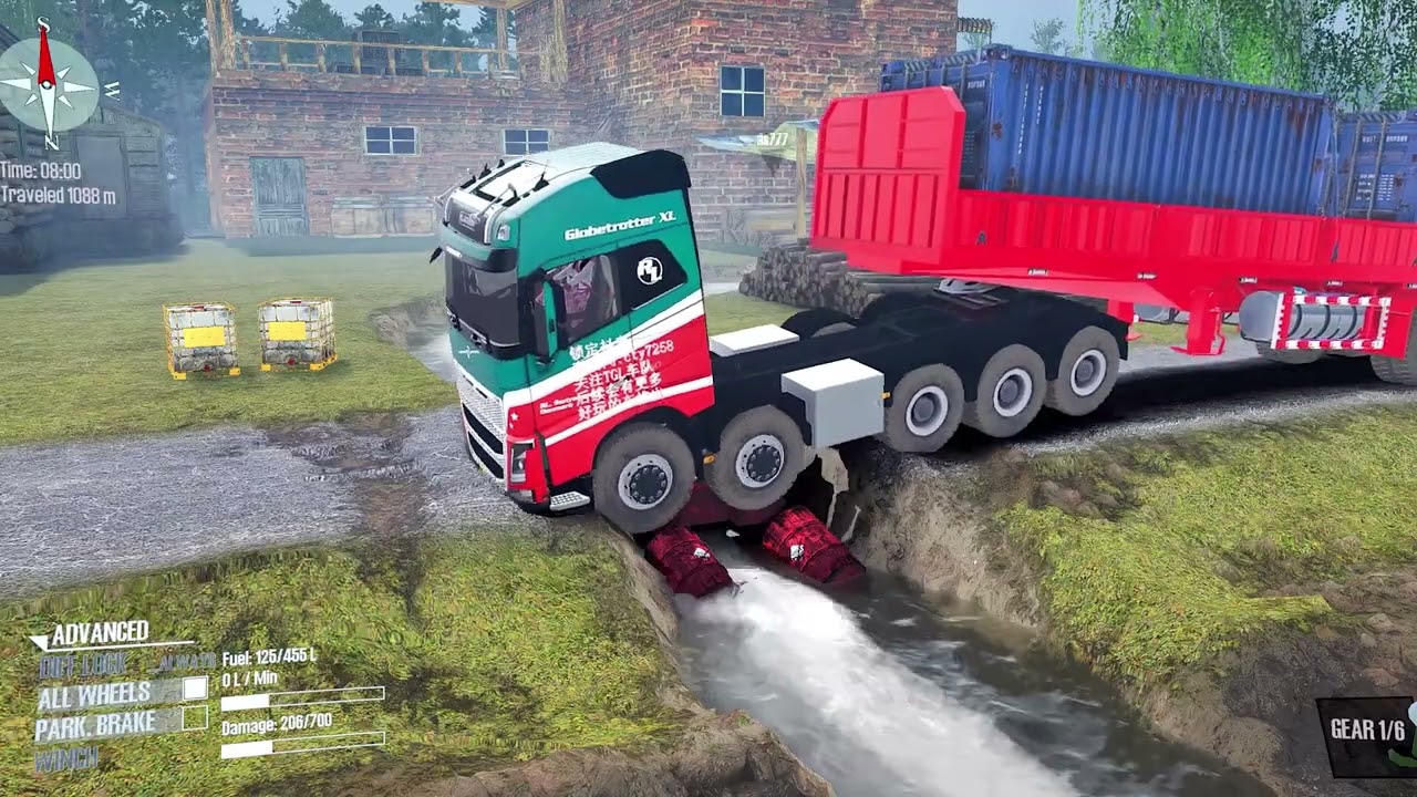 Грузовик против экстремально разбитой дороги и лежачих полицейских — игровой процесс Spintires: M...