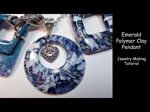 Polymer Clay Blue Green Pendant - Free Jewelry Making Tutorial