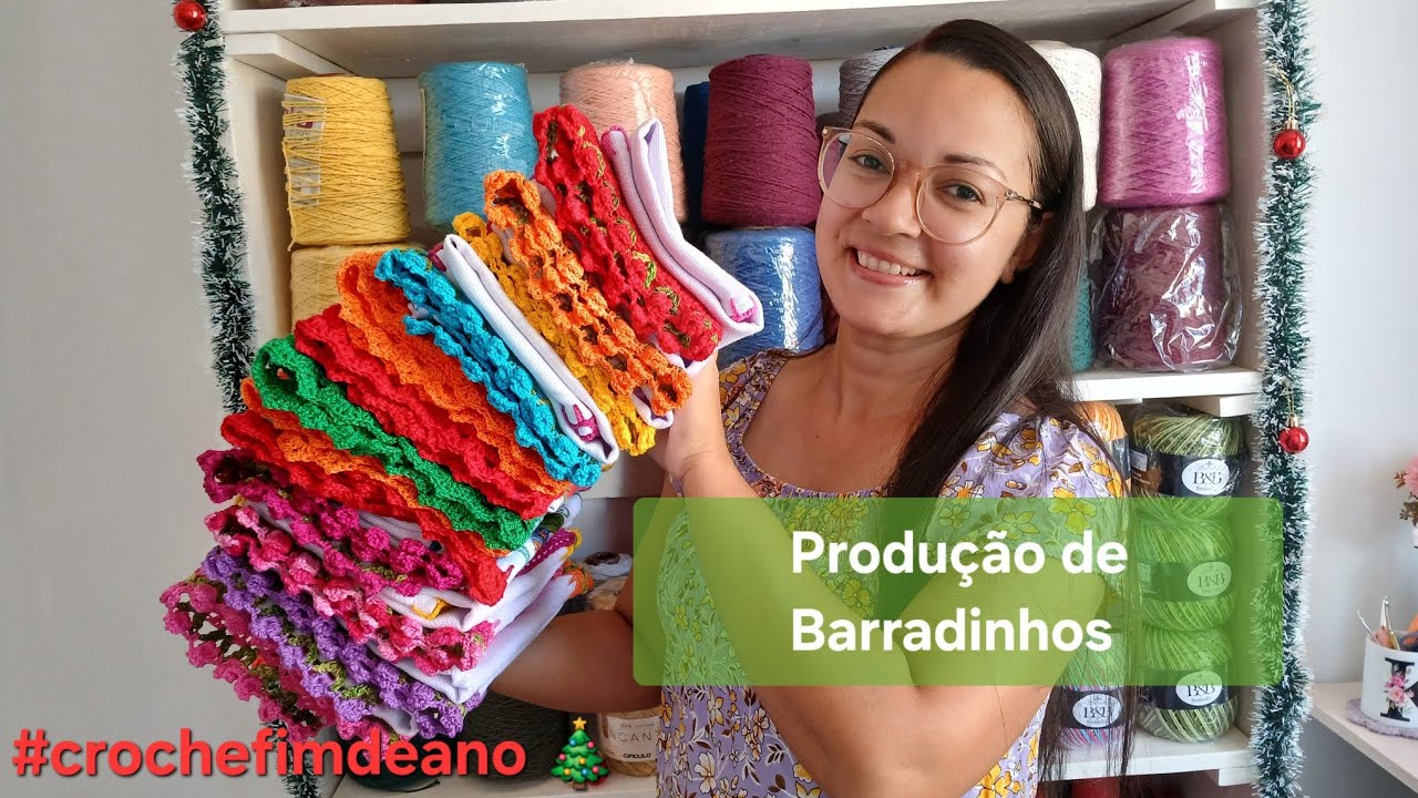 Produção de Barradinhos de Crochê em Panos de Prato #crochefimdeano 