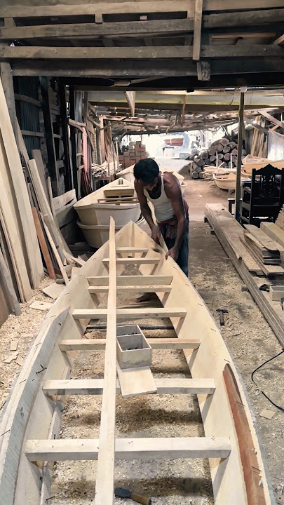 The Extraordinary Process Of Making a Wooden Boat || #shorts #inayetshobuj