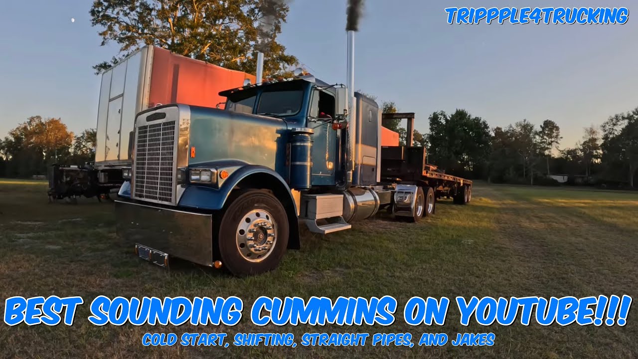 BEST SOUNDING CUMMINS ON YOUTUBE!!! 1988 Freightliner FLC Cold Start Cummins444 Jakes Straight Pipes