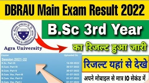 dbrau bsc result 2022 | dbrau bsc 3rd year result 2022 | Agra university Bsc 3rd year result 2022
