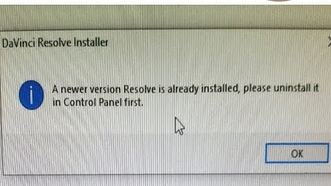 A newer Resolve is already installed, please uninstall It in Controll Panel first