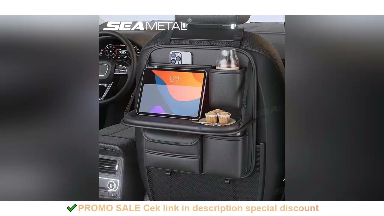 SEAMETAL 8 in 1 Car Seat Back Storage Bag with Foldable Tray Wear-Resistant Waterproof Car Back Seat