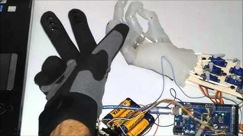 Mano robotica controllata da un guanto con sensori di flessione  | Randazzini Luigi