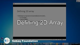 Defining 2D Array, Computer Science Lecture | Sabaq.pk