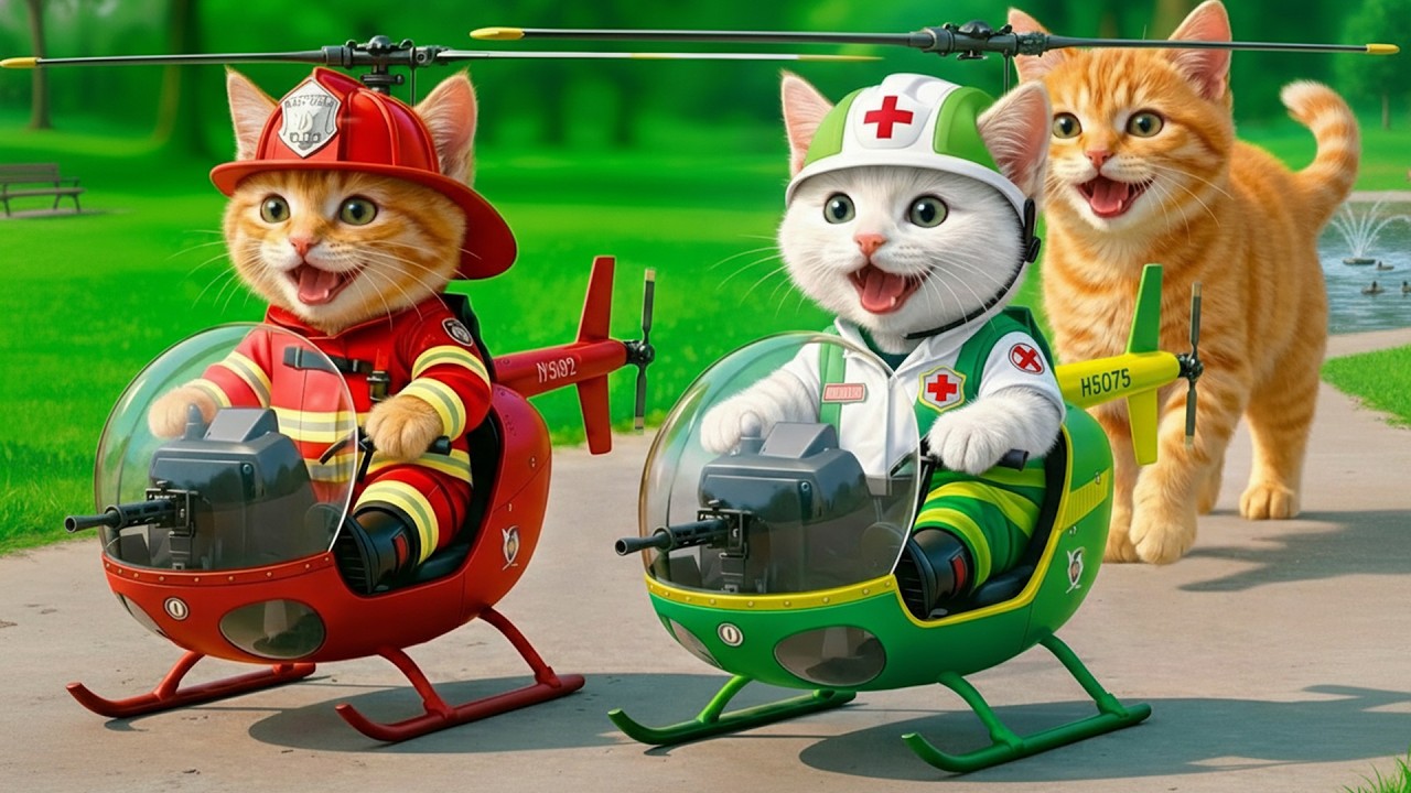 Kittens Flying Epic Ambulance Helicopters🚁🚑💨 on a Revenge Mission to Rescue Mama Cat from a Bully 💥🐱