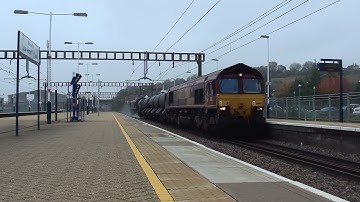 (HD) EWS/DB 66103 & 66058 passes Luton Airport Parkway working 3J92 RHTT Circuit 17.11.13