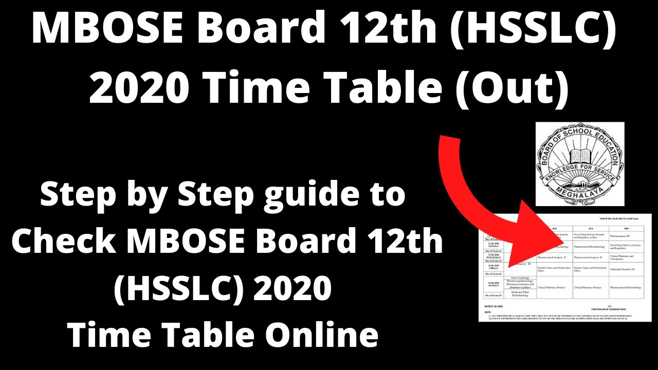 MBOSE Board 12th (HSSLC) 2020 Time Table (Out) - How to Check MBOSE Board 12th 2021 Exam Time Table