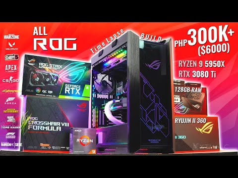 ($6000) 300K+ ALL ROG Gaming PC Build 2021 I Ryzen 9 5950X I Strix RTX 3080 Ti - Time Lapse