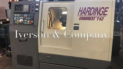 Preowned Hardinge Conquest T42 CNC Lathe w/ Live Tooling & Subspindle, GE Fanuc 18T Control