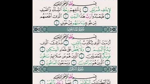 سورة العصر/ الهمزة/ الفيل / قريش/ الماعون/ الكوثر/ الكافرون/ النصر/ المسد/ الاخلاص/ الفلق / الناس