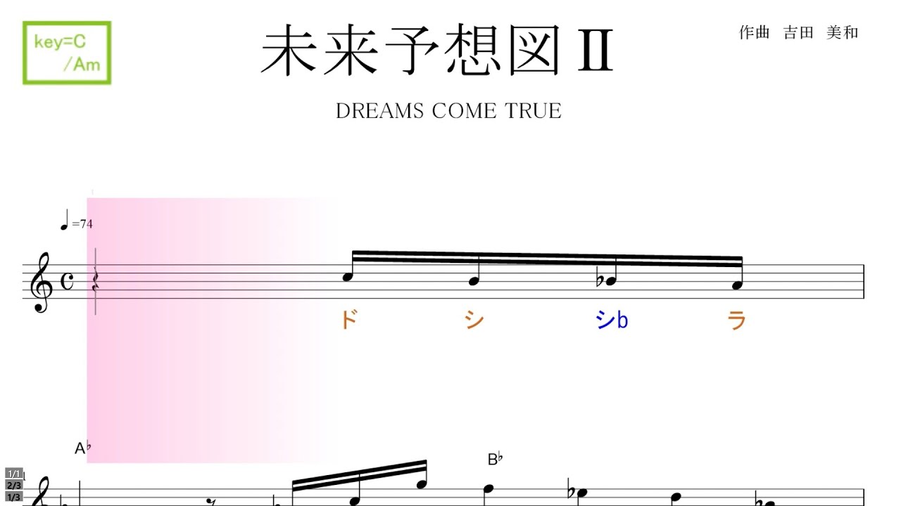 ドレミ 未来予想図Ⅱ(DREAMS COME TRUE) key=C/Am/ドレミで歌う楽譜