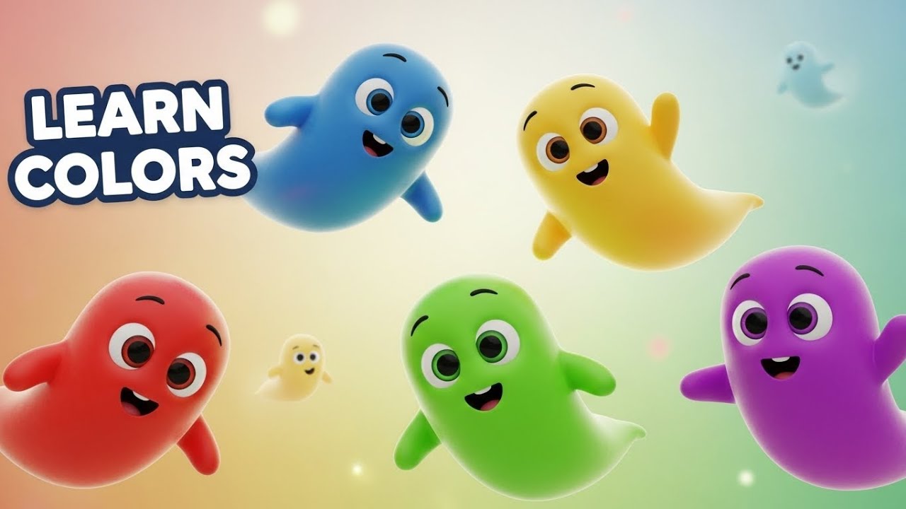5-цветное привидение – учим цвета с милыми привидениями | Детское обучающее видео