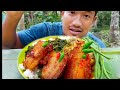 Eating pork belly with string beans  northeast india