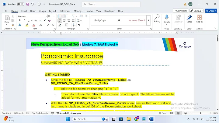 New Perspectives Excel 365  Module 7 SAM Project A Panoramic Insurance | NP_EX365_7A