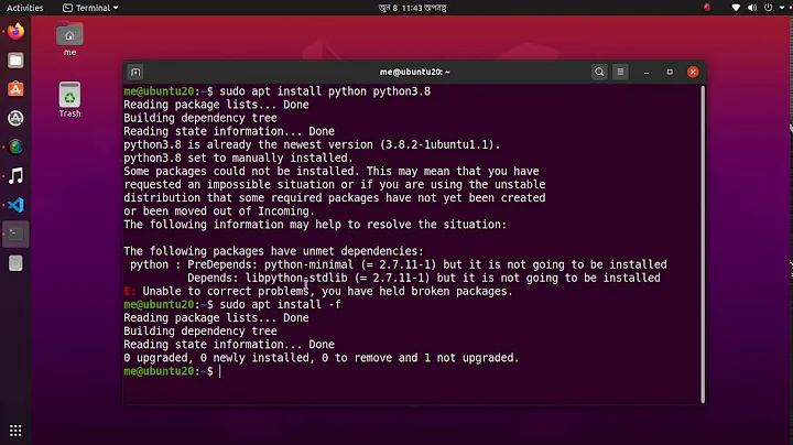 How to fix "unable to correct problems you have held broken packages" on Ubuntu 20.04 LTS