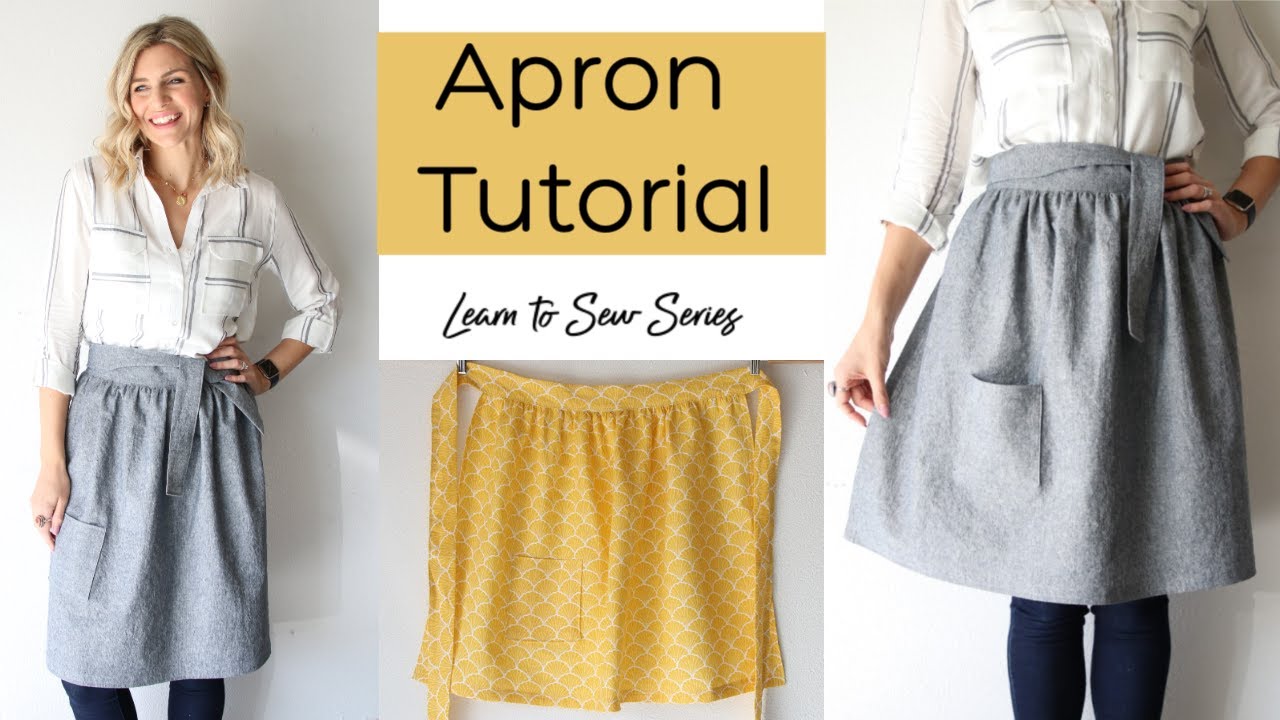 How To Sew a Gathered Half Apron  Simple Beginner Sewing Tutorial