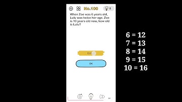 Brain Out Level 100 When Zoe was 6 yr old Lulu was twice her age #brainout