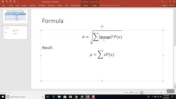 Excel - Version 16 - Standard Deviation of a Discrete Population Probability Distribution
