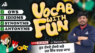 Vocab with Fun | Vocabulary for All Competitive Exams By Raman Bhullar Sir | Live 5:45 PM | Day-26