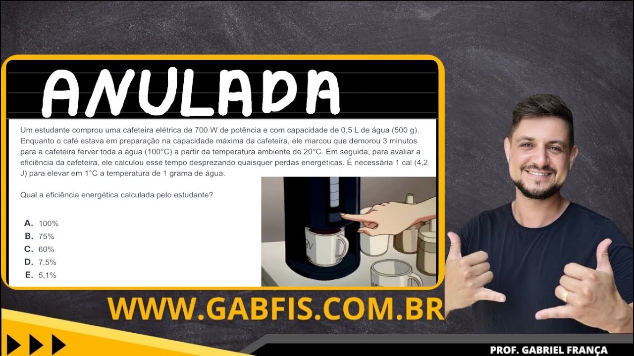 ENEM 2024 Um estudante comprou uma cafeteira elétrica de 700 W de ...