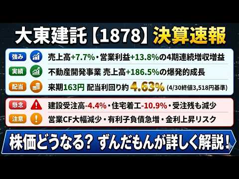 大東建託【1878】大幅増配からまたも増配！配当利回り4.63%売上+7.7% 営業利益+13.8% 2026年3月期決算全解説
