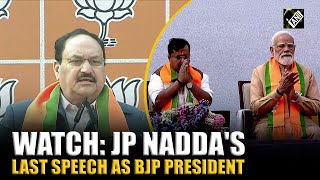 Watch: JP Nadda delivers last speech as BJP National President at Delhi HQ
