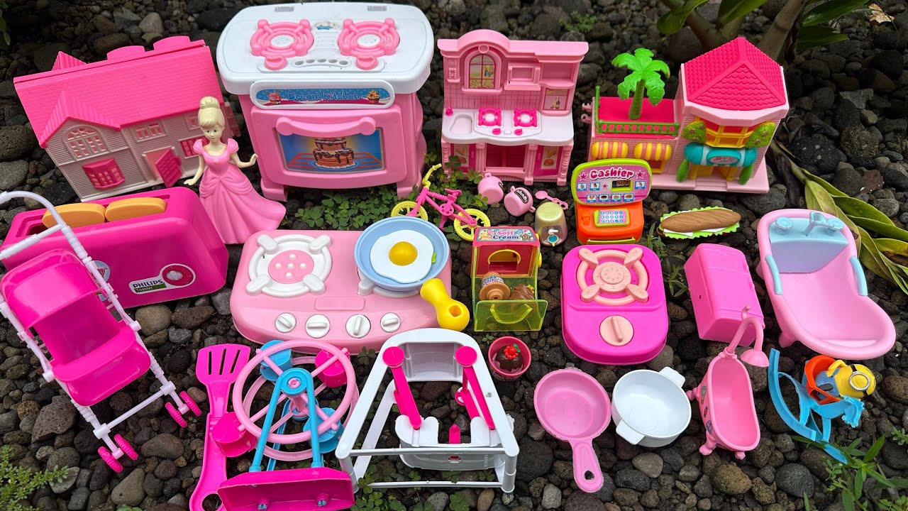 Найдите розовые игрушки, игрушки для приготовления пищи, игрушки для кухни, розовые кухонные игру...