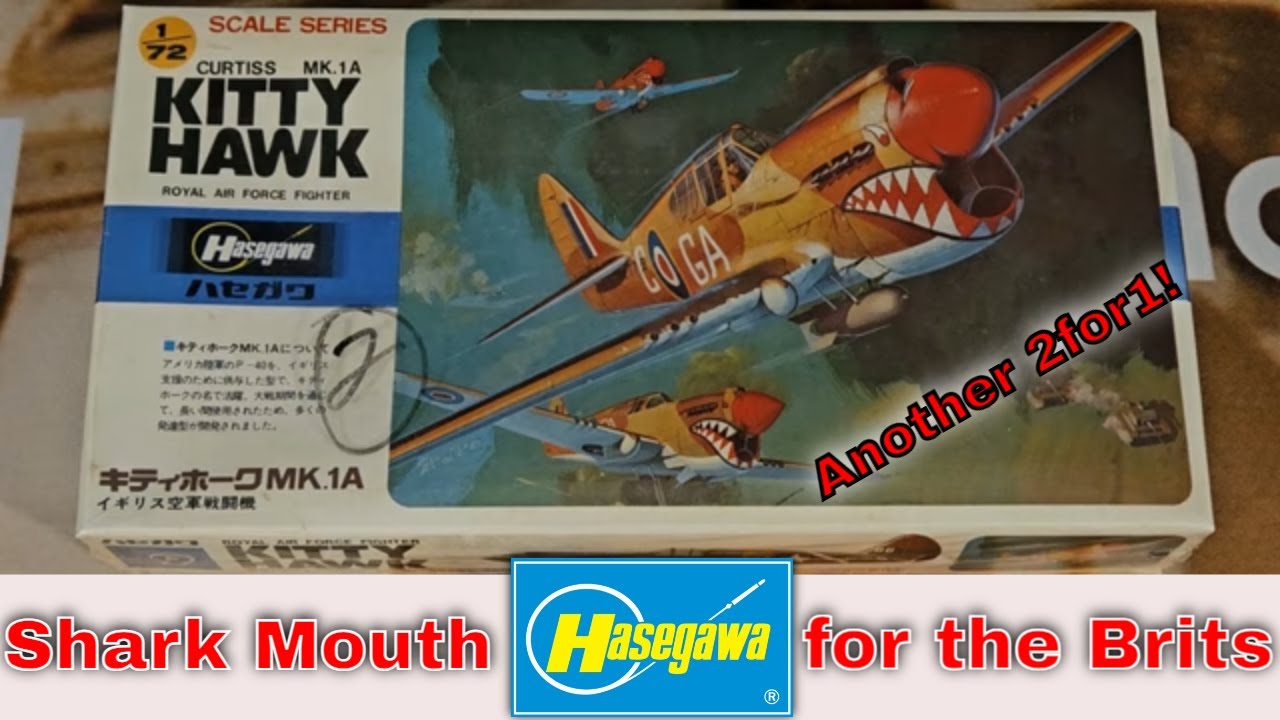 (Из большой коробки моделей с eBay) Распаковка винтажной модели, 1/72 Hasegawa P-40 Mk.1A Kitty H...