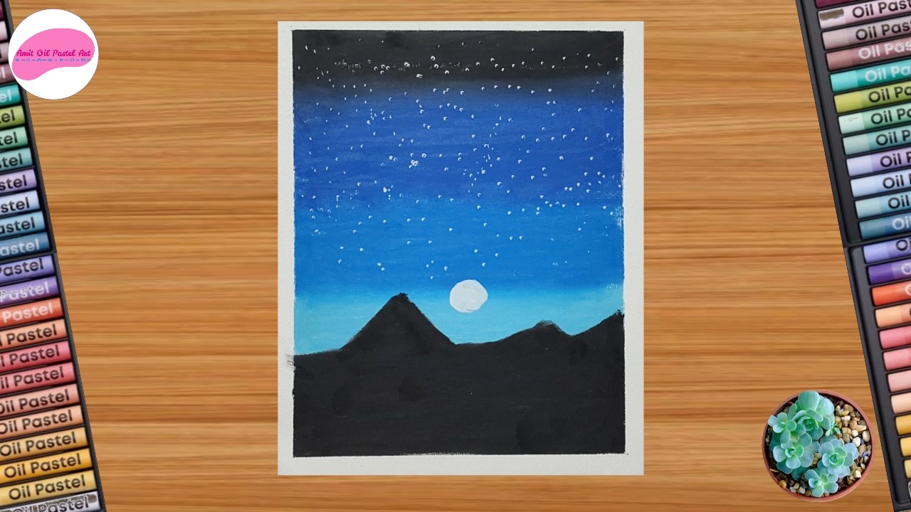 Night drawing | Oil pastel drawing for beginners | Drawing