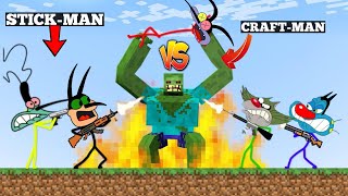 Stick-Man Oggy Cockroaches ⚡vs⚡ Minecraft Mobs [ Craft-Man ] | Stickman vs Craftman screenshot 3