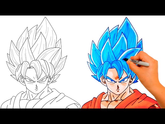 How to draw GOKU Super Saiyan Blue SSJ Blue #goku 