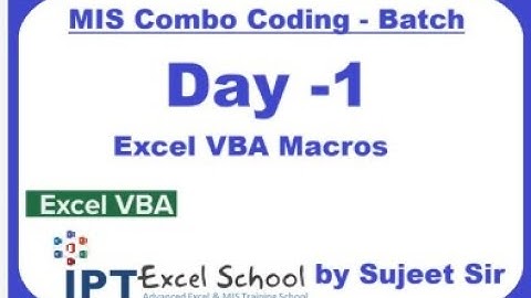 VBA Macros Coding Classes - Day-1  | IPT Excel School