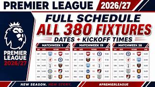 Premier League 2026/27 Full Schedule | All 380 Fixtures, Dates & Kickoff Times