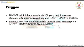 Video Tutorial Pembuatan Trigger pada MySQL
