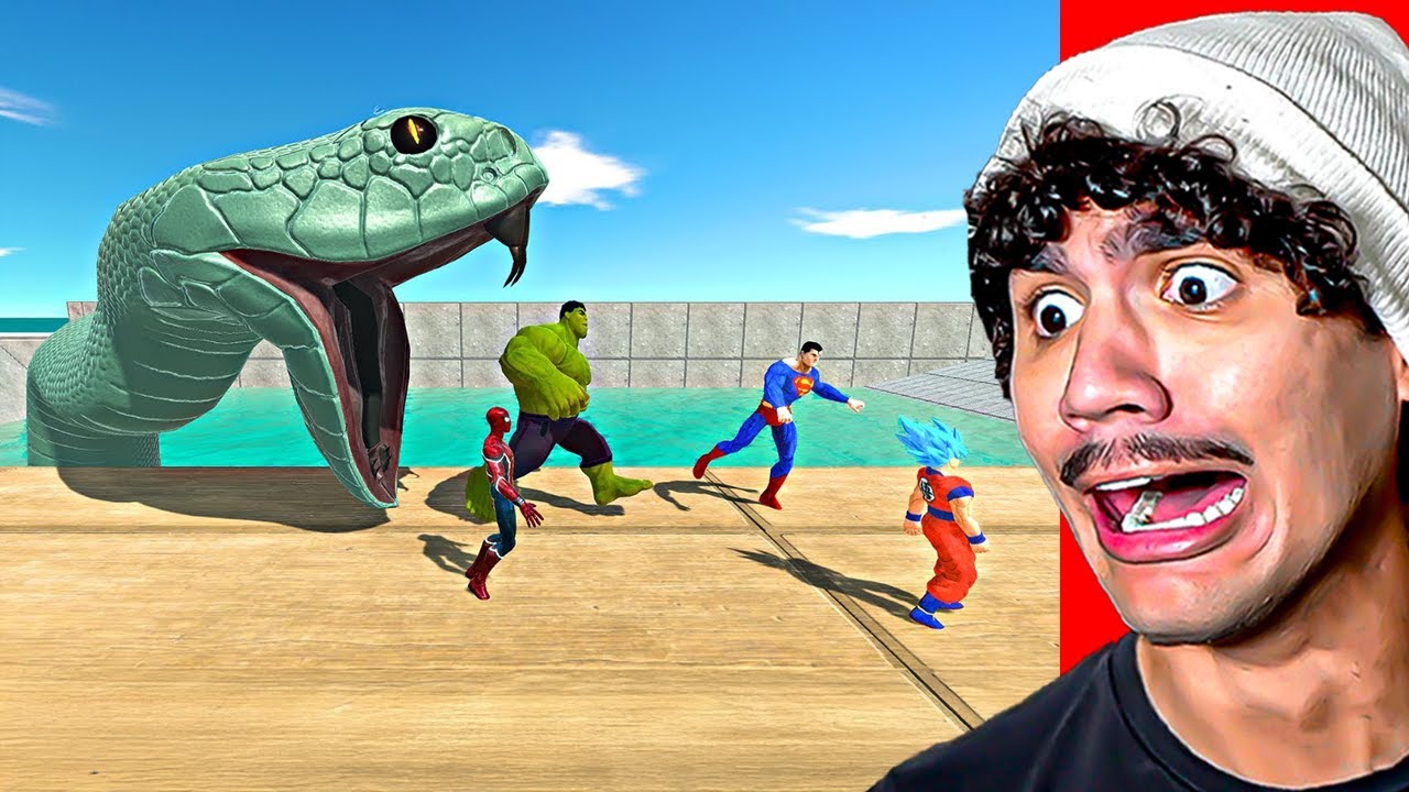 Reagindo a Super-Heróis Caindo Dentro Do Tanque Da Black Mamba - Animal Revolt Battle Simulator