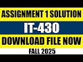 IT430 Assignment 1 Solution Fall 2025 | IT430 Assignment 1 Solution 2025 | IT430 Assignment