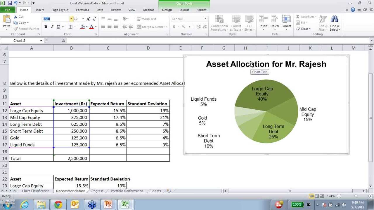 data presentation on excel